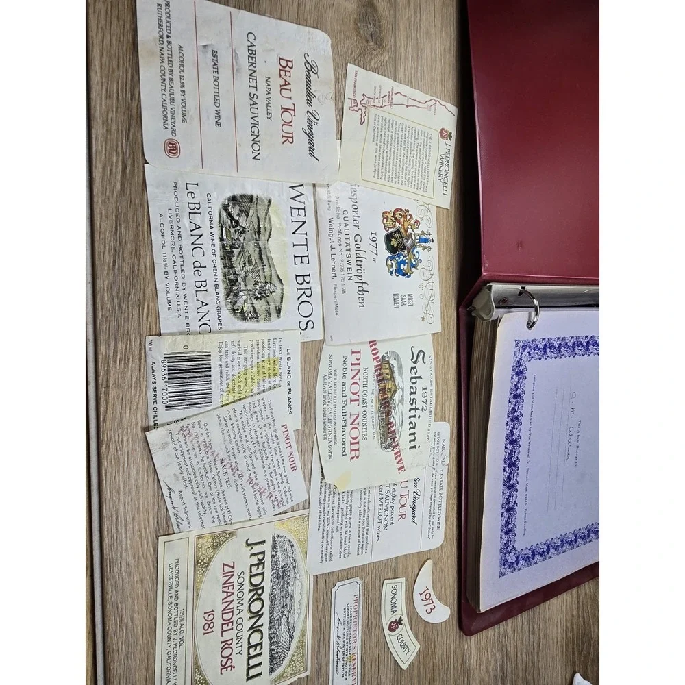 The Connoisseur Vtg. Wine Label Collector Album w/ Pages & Assortment Of Labels